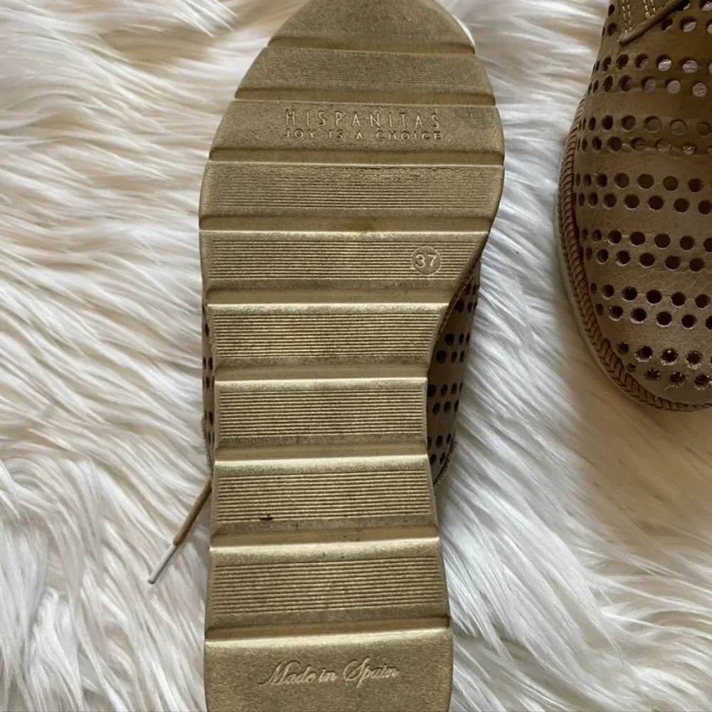 [Hispanitas] Laken‎ Perforated Wedge Derby Light Tan 37